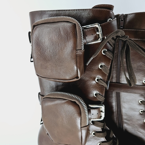 NWOB Women's 10 PazzCe Mission Brown Fashion Statement Calf High Shaft Boot - Picture 7 of 11